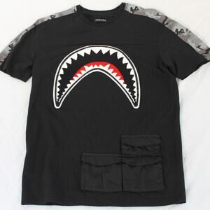 Hudson Outerwear Shark Mouth Tee Shirt Mens Small Embroidered Tactile Graphic